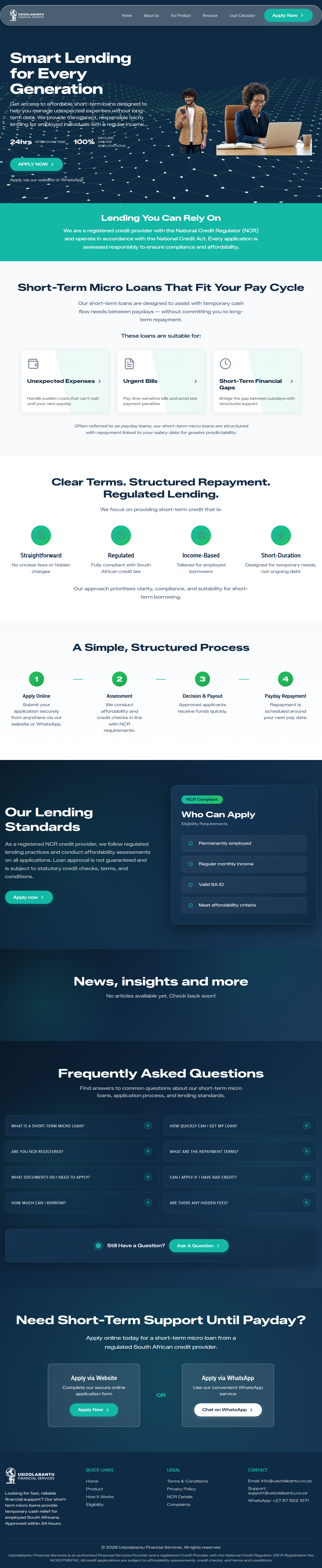Usizolabantu Financial Services website
